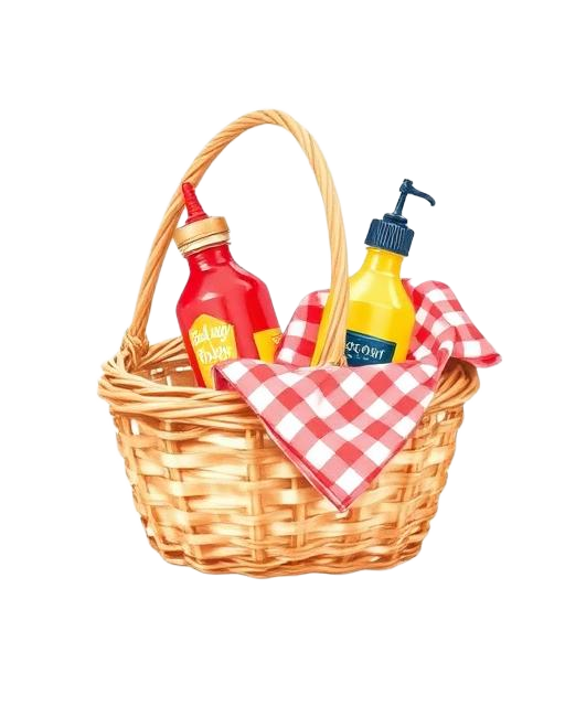 Picnic basket with bottles