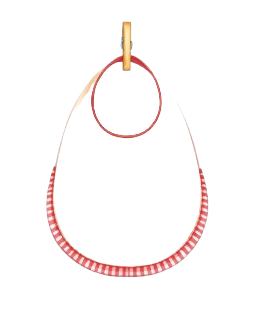 Baby bib with red gingham trim